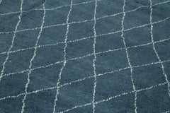 Morocco Mavi Geometrik Yün Pamuk El Dokuma Halısı 307x419 Agacan