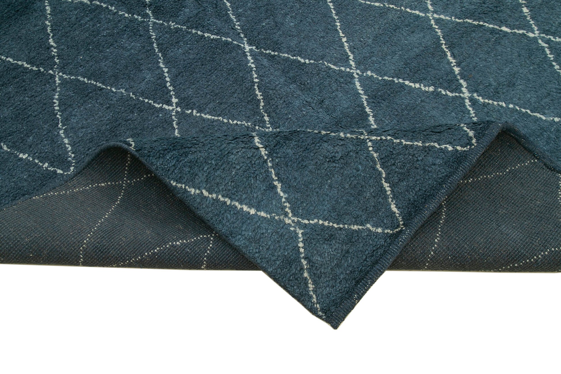 Morocco Mavi Geometrik Yün Pamuk El Dokuma Halısı 307x419 Agacan