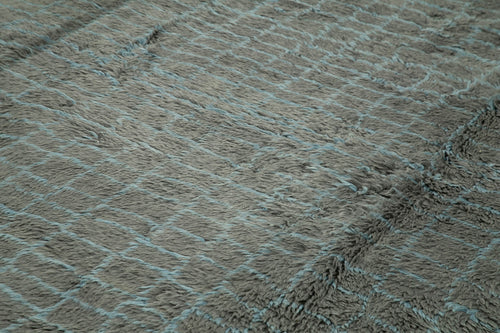 Morocco Gri Geometrik Yün Pamuk El Dokuma Halısı 328x419 Agacan