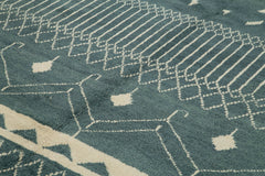 Morocco Mavi Geometrik Yün Pamuk El Dokuma Halısı 279x366 Agacan