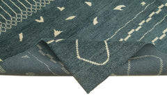 Morocco Mavi Geometrik Yün Pamuk El Dokuma Halısı 279x366 Agacan