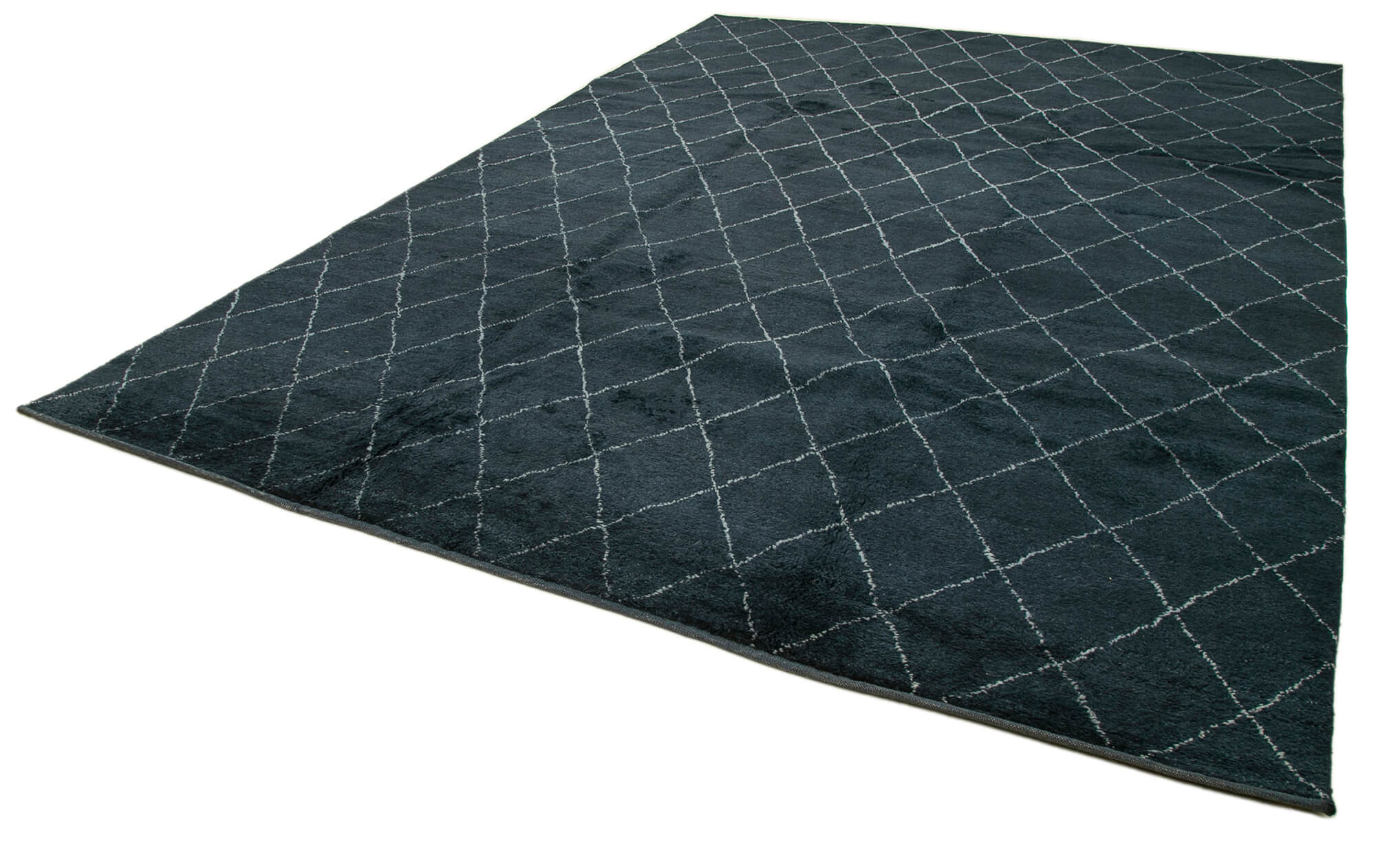 Morocco Mavi Geometrik Yün Pamuk El Dokuma Halısı 300x422 Agacan