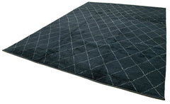 Morocco Mavi Geometrik Yün Pamuk El Dokuma Halısı 300x422 Agacan