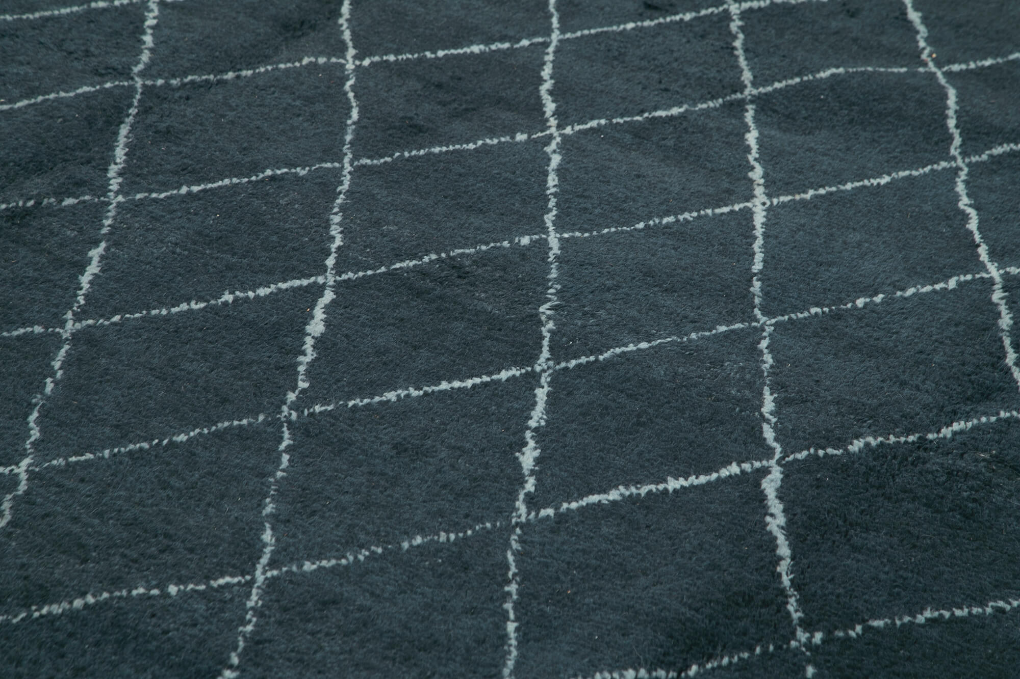 Morocco Mavi Geometrik Yün Pamuk El Dokuma Halısı 300x422 Agacan