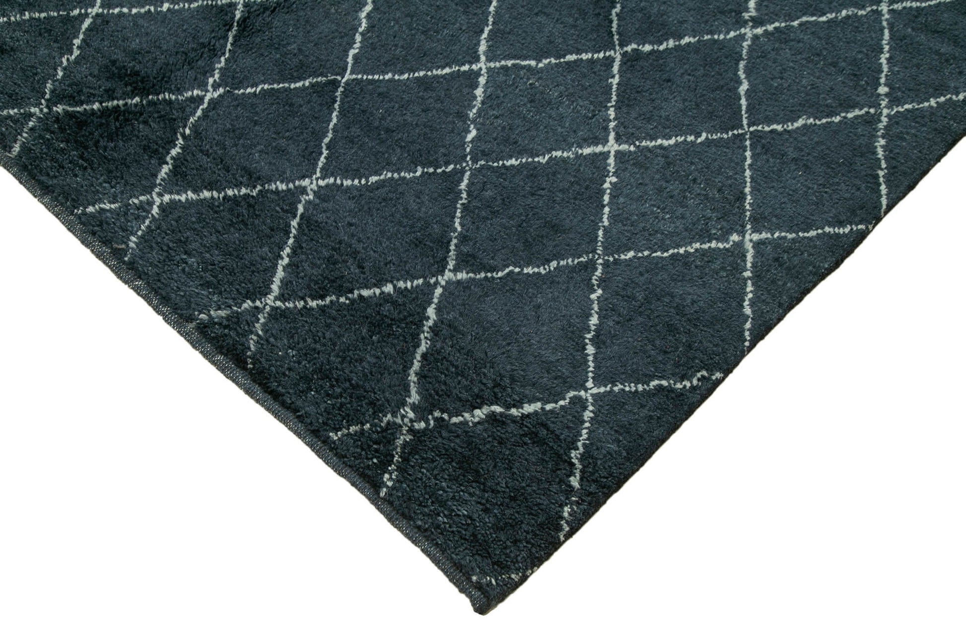 Morocco Mavi Geometrik Yün Pamuk El Dokuma Halısı 305x427 Agacan