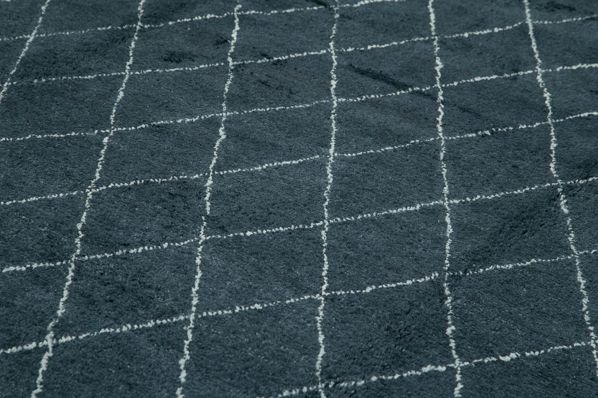 Morocco Mavi Geometrik Yün Pamuk El Dokuma Halısı 305x427 Agacan