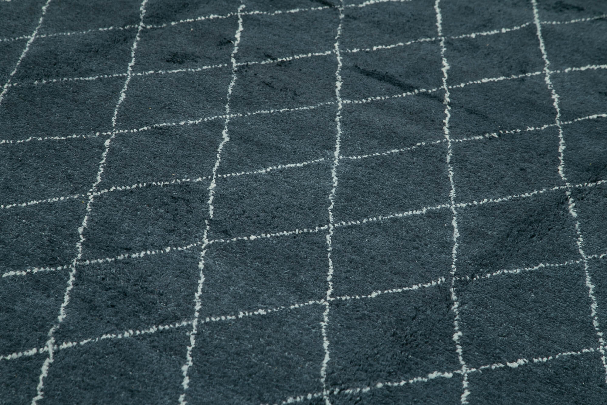 Morocco Mavi Geometrik Yün Pamuk El Dokuma Halısı 305x427 Agacan