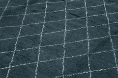 Morocco Mavi Geometrik Yün Pamuk El Dokuma Halısı 305x427 Agacan