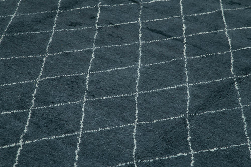 Morocco Mavi Geometrik Yün Pamuk El Dokuma Halısı 305x427 Agacan