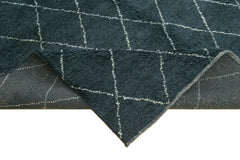 Morocco Mavi Geometrik Yün Pamuk El Dokuma Halısı 305x427 Agacan