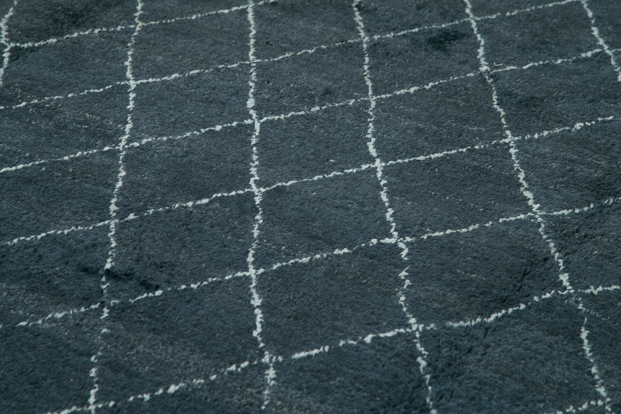 Morocco Mavi Geometrik Yün Pamuk El Dokuma Halısı 305x427 Agacan