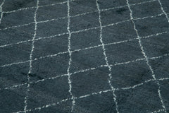 Morocco Mavi Geometrik Yün Pamuk El Dokuma Halısı 305x427 Agacan