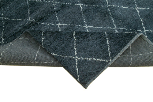 Morocco Mavi Geometrik Yün Pamuk El Dokuma Halısı 305x427 Agacan