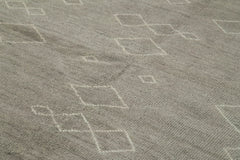 Morocco Gri Geometrik Yün Pamuk El Dokuma Halısı 272x364 Agacan