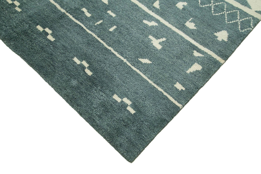 10-20 Yıllık Fas Stili Mavi El Dokuma Halı 310x417 cm 37407 – Oturma odası kullanımı