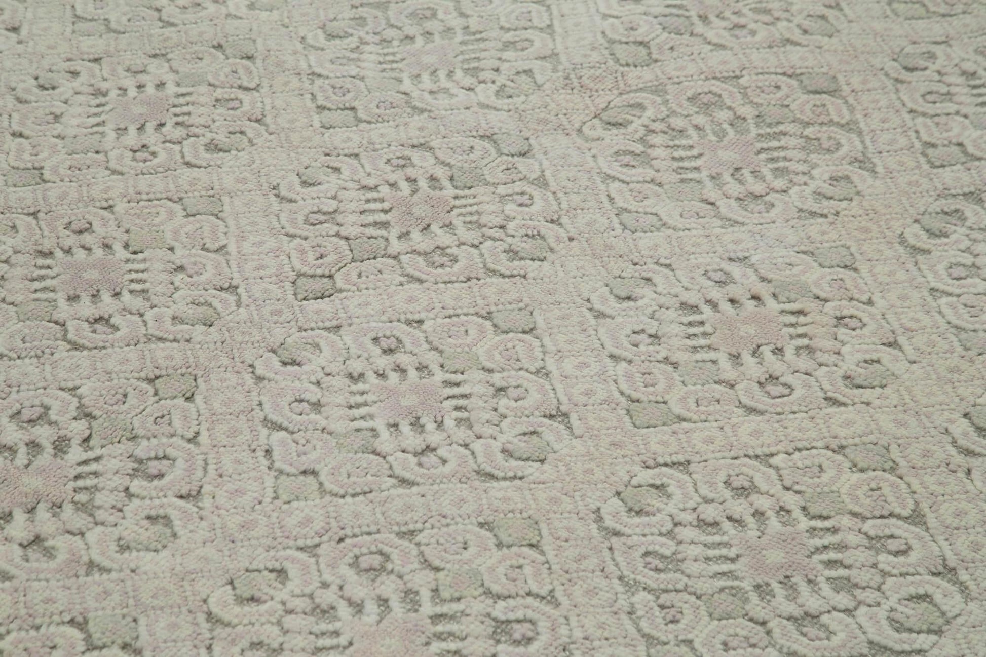 Morocco Gri Geometrik Yün Pamuk El Dokuma Halısı 274x370 Agacan
