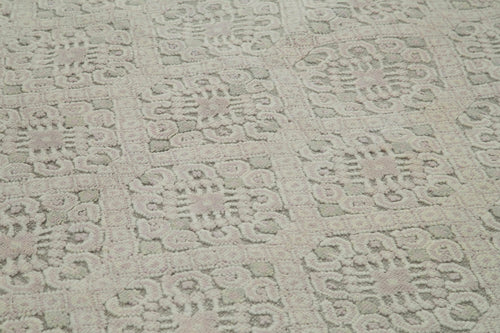 Morocco Gri Geometrik Yün Pamuk El Dokuma Halısı 274x370 Agacan