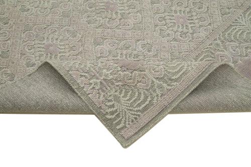 Morocco Gri Geometrik Yün Pamuk El Dokuma Halısı 274x370 Agacan