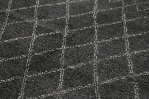 Morocco Siyah Geometrik Yün Pamuk El Dokuma Halısı 276x376 Agacan