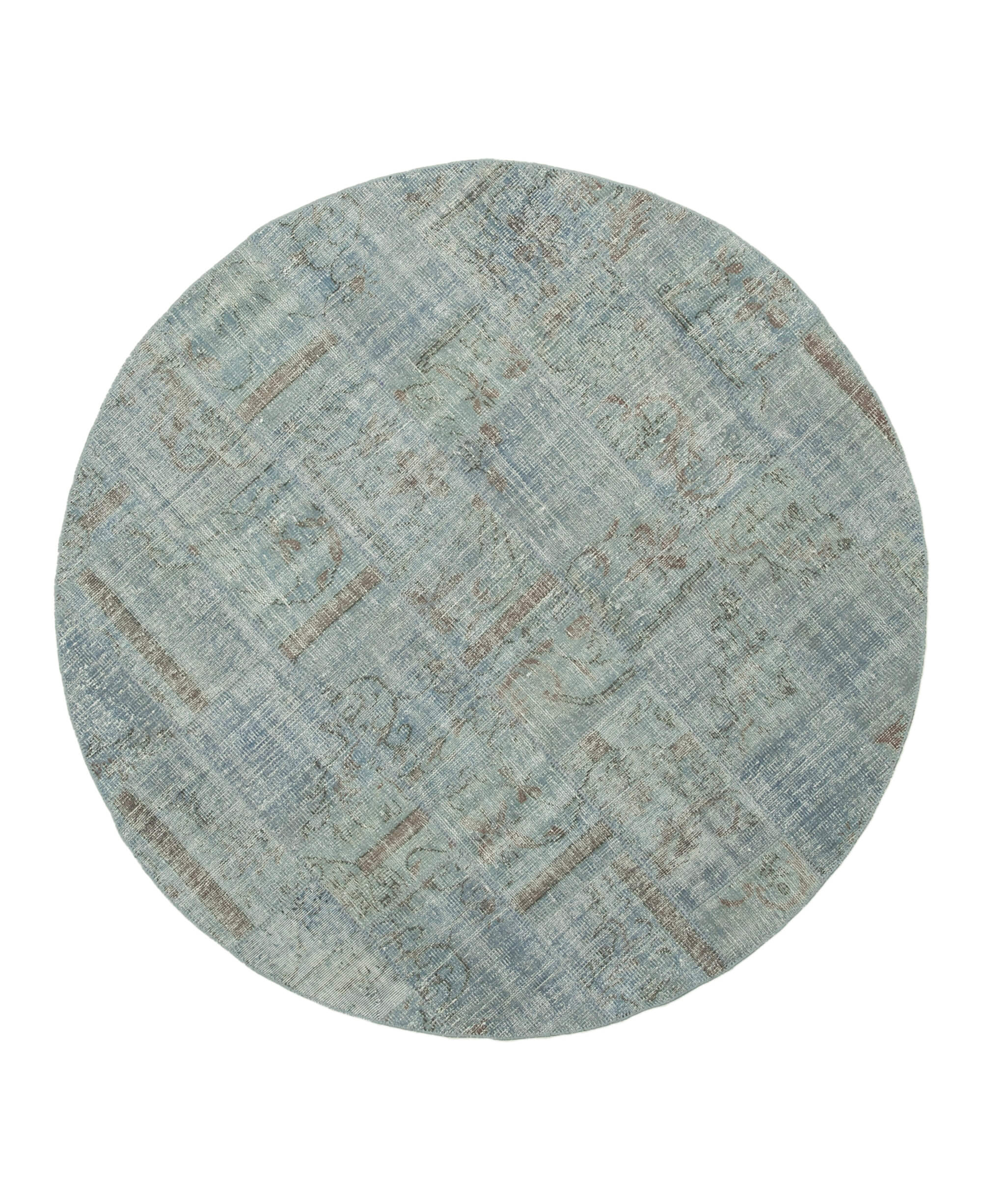 Kırk Yama Mavi Patchwork Pamuk Yün El Dokuma Halısı 198x198 Agacan