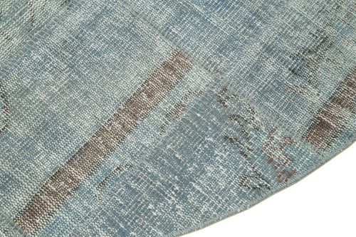 Kırk Yama Mavi Patchwork Pamuk Yün El Dokuma Halısı 198x198 Agacan