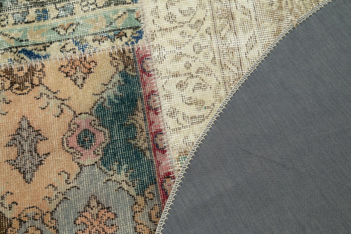 Kırk Yama Bej Patchwork Pamuk Yün El Dokuma Halısı 180x180 Agacan