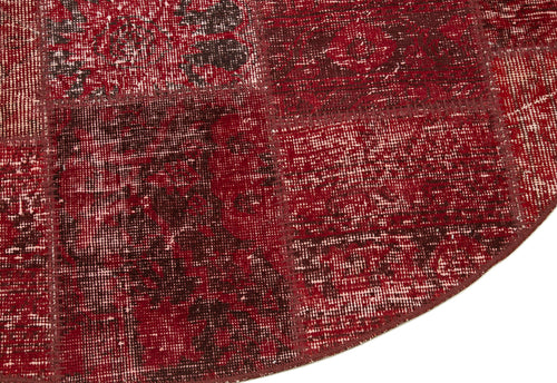 Kırk Yama Kırmızı Patchwork Pamuk Yün El Dokuma Halısı 150x150 Agacan