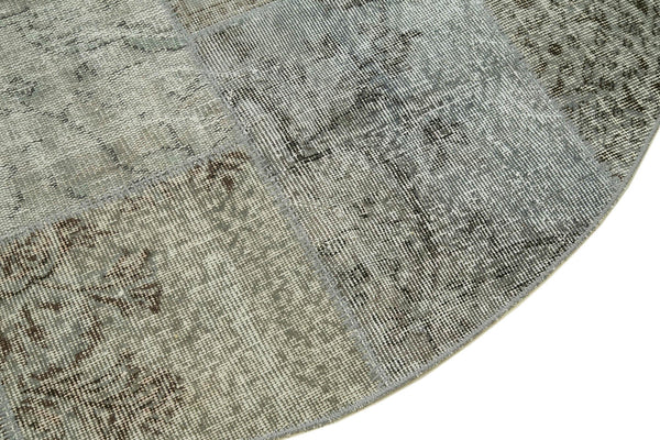 Kırk Yama Gri Patchwork Pamuk Yün El Dokuma Halısı 180x180 Agacan