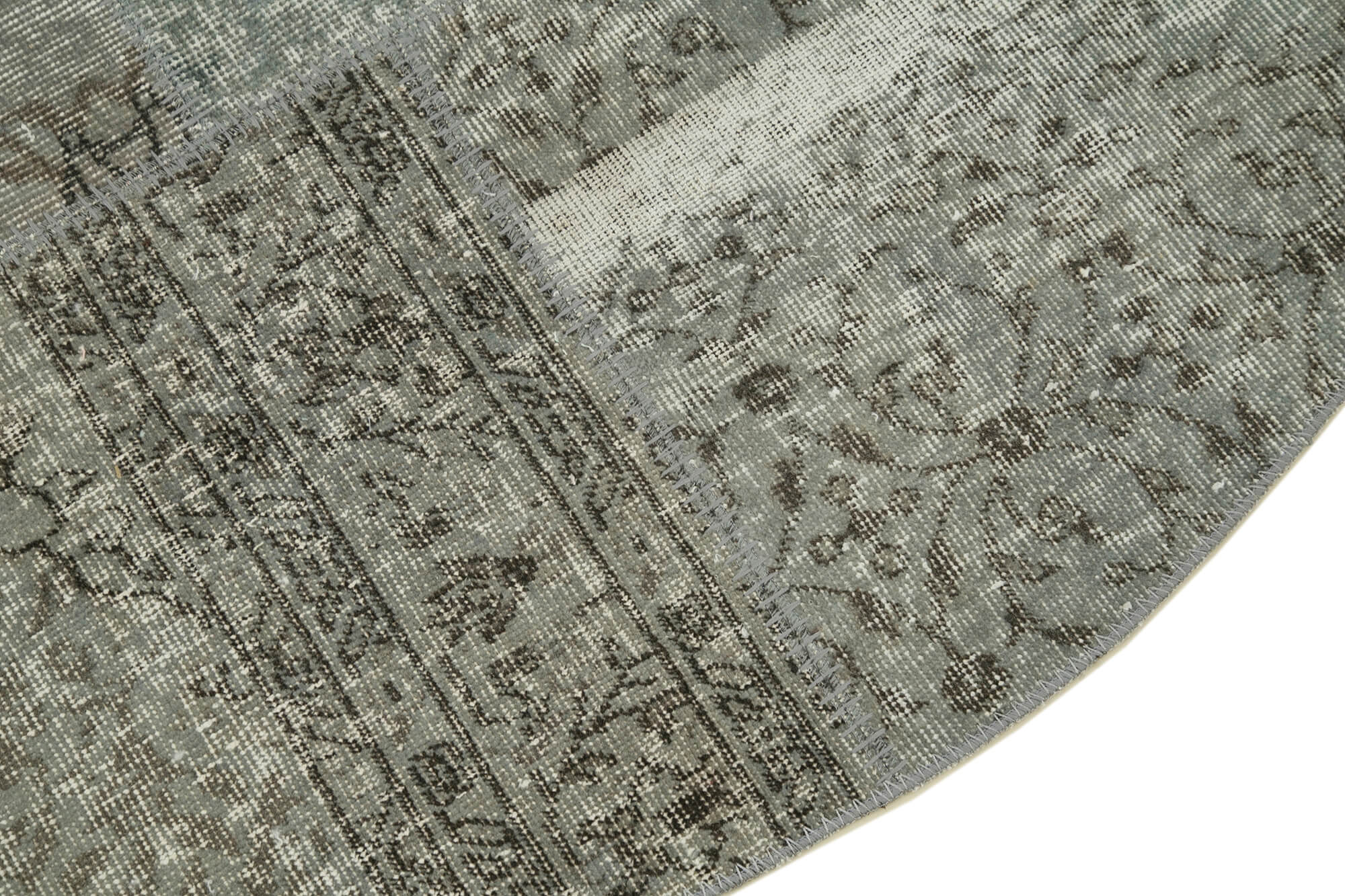 Kırk Yama Gri Patchwork Pamuk Yün El Dokuma Halısı 180x180 Agacan