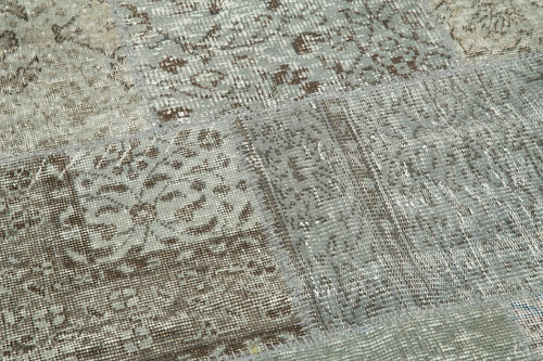 Kırk Yama Gri Patchwork Pamuk Yün El Dokuma Halısı 180x180 Agacan