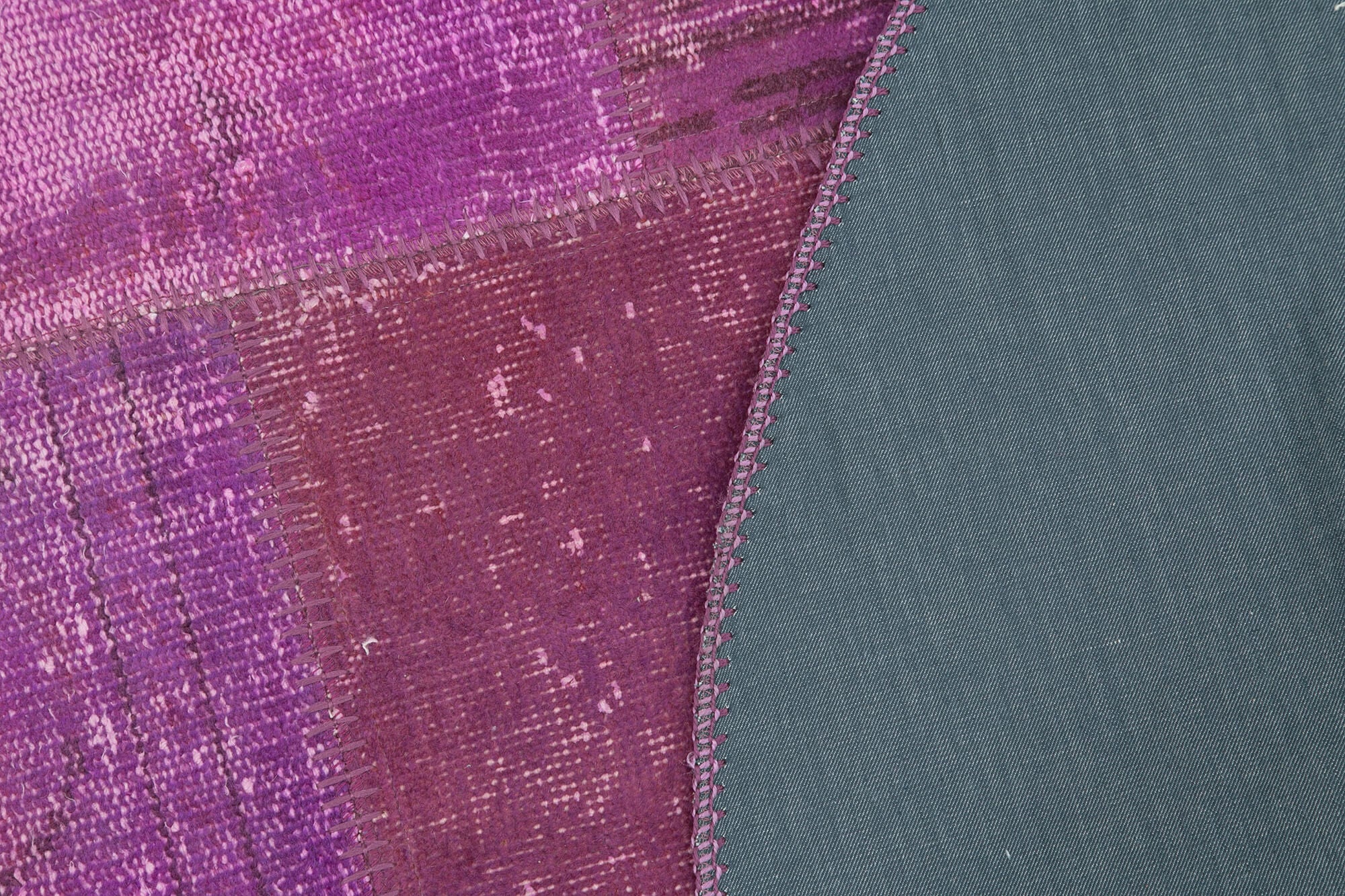 Kırk Yama Mor Patchwork Pamuk Yün El Dokuma Halısı 153x153 Agacan