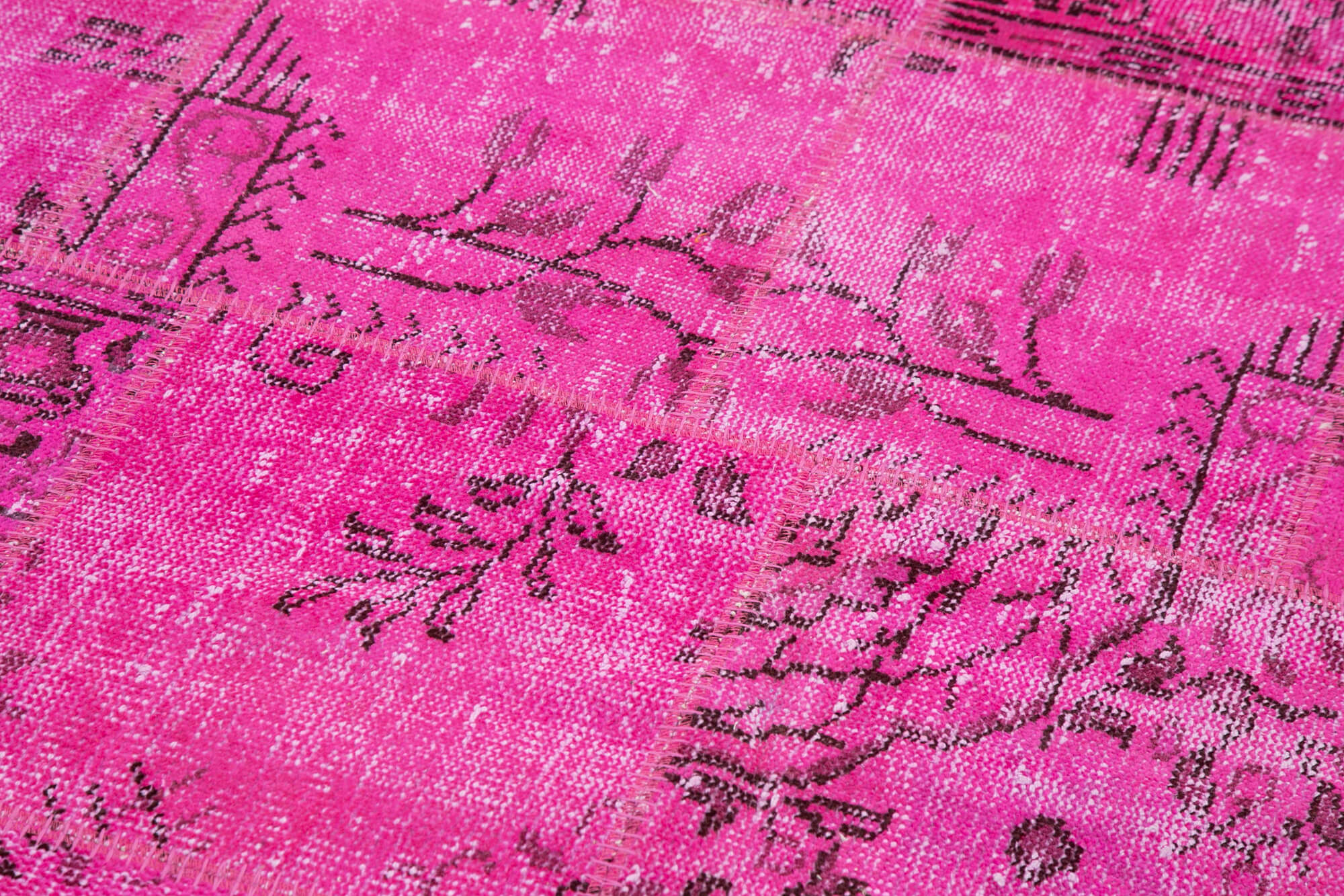 Kırk Yama Pembe Patchwork Pamuk Yün El Dokuma Halısı 200x200 Agacan