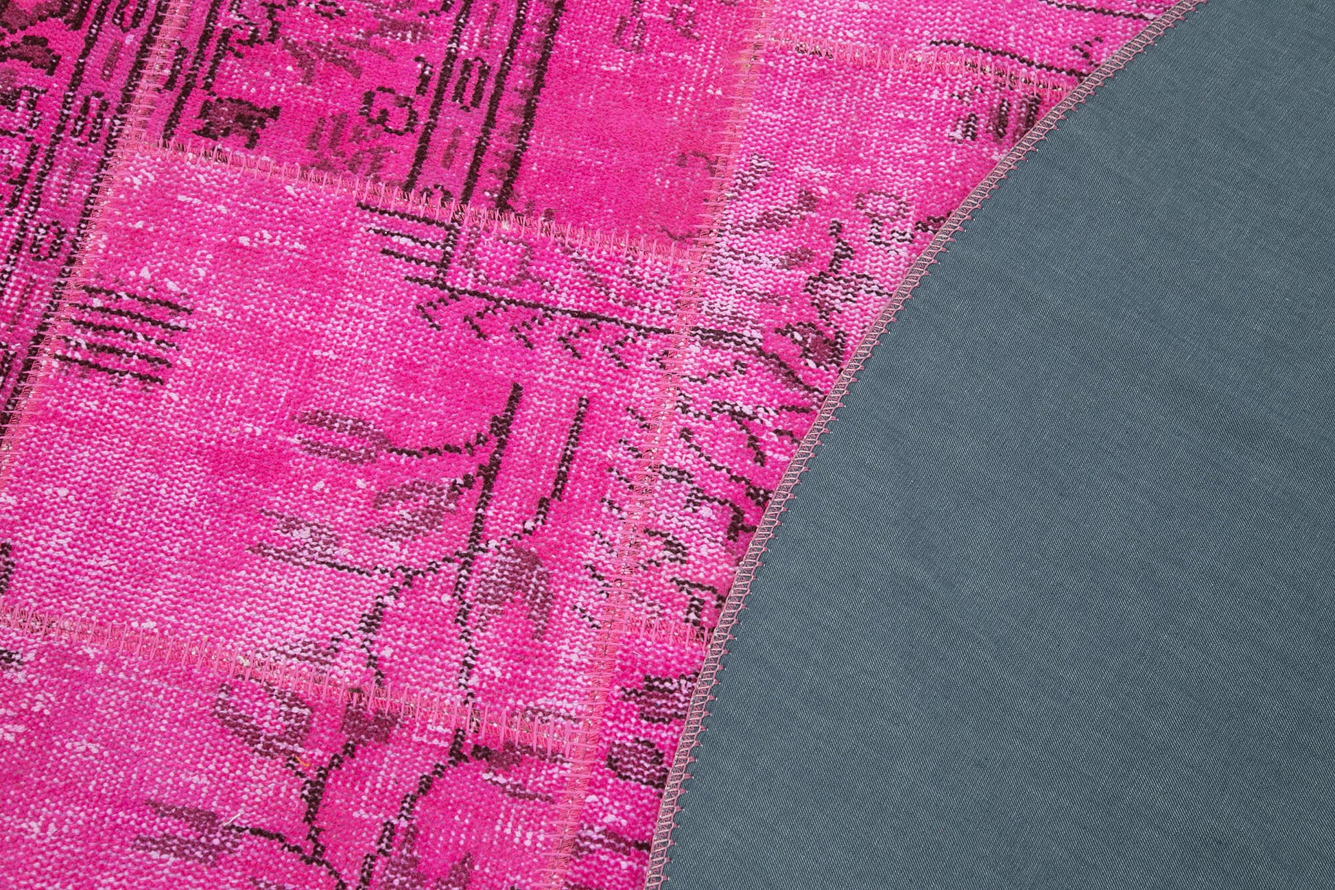 Kırk Yama Pembe Patchwork Pamuk Yün El Dokuma Halısı 200x200 Agacan