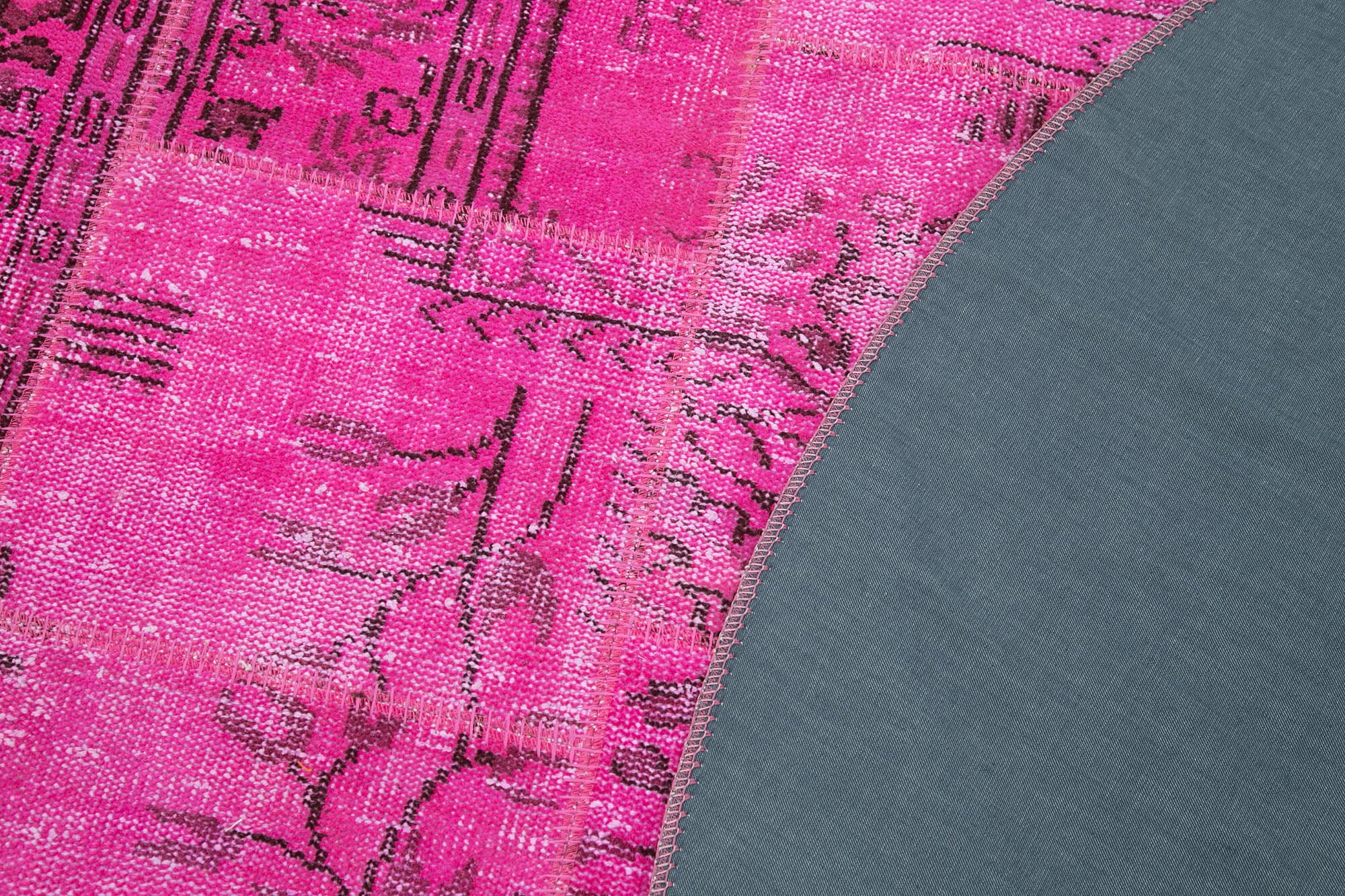 Kırk Yama Pembe Patchwork Pamuk Yün El Dokuma Halısı 200x200 Agacan