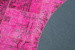 Kırk Yama Pembe Patchwork Pamuk Yün El Dokuma Halısı 200x200 Agacan