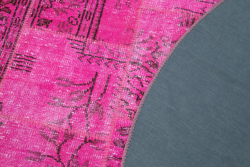 Kırk Yama Pembe Patchwork Pamuk Yün El Dokuma Halısı 200x200 Agacan