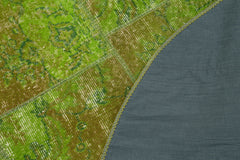 Kırk Yama Yeşil Patchwork Pamuk Yün El Dokuma Halısı 153x153 Agacan