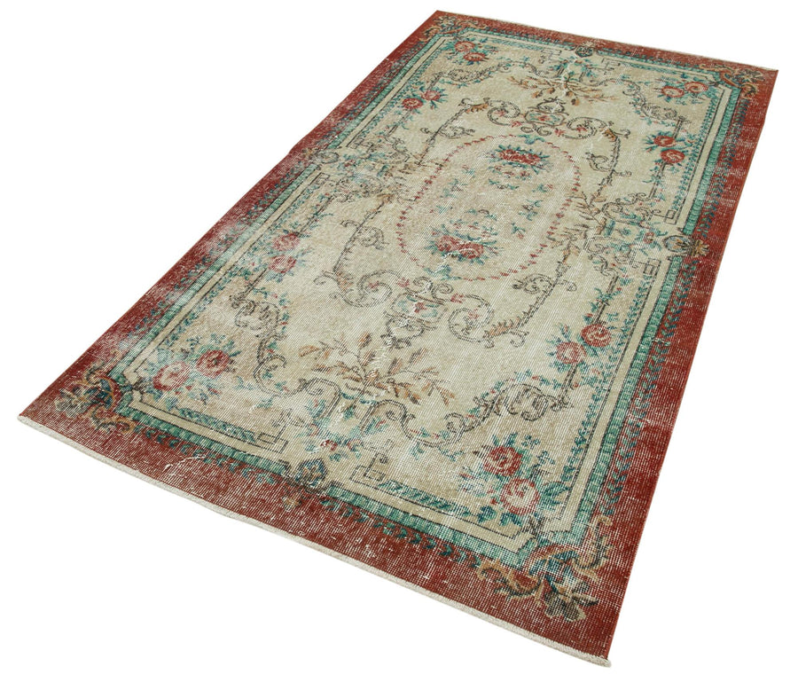Overdyed Vintage Bej Eskitme Pamuk Yün El Dokuma Halısı 117x215 Agacan