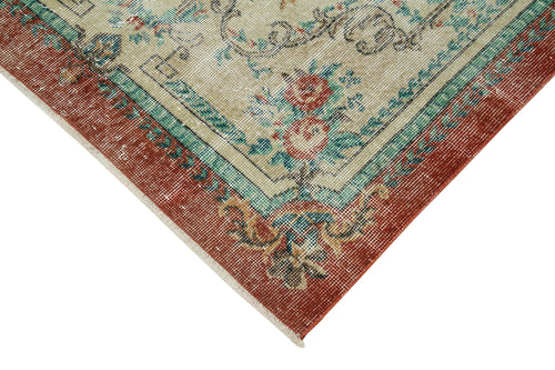 Overdyed Vintage Bej Eskitme Pamuk Yün El Dokuma Halısı 117x215 Agacan