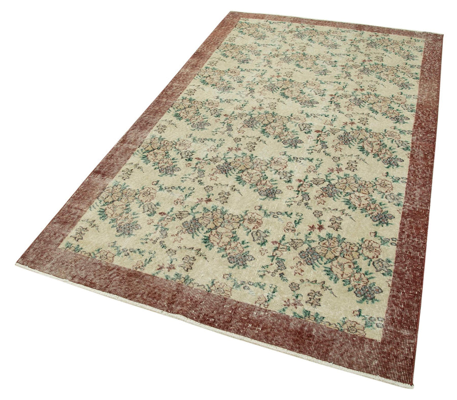 Overdyed Vintage Bej Eskitme Pamuk Yün El Dokuma Halısı 134x236 Agacan