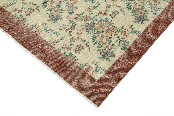 Overdyed Vintage Bej Eskitme Pamuk Yün El Dokuma Halısı 134x236 Agacan