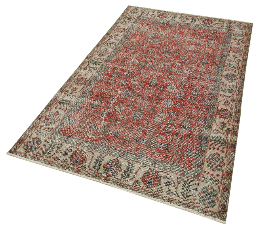 Overdyed Vintage Kırmızı Eskitme Pamuk Yün El Dokuma Halısı 116x196 Agacan