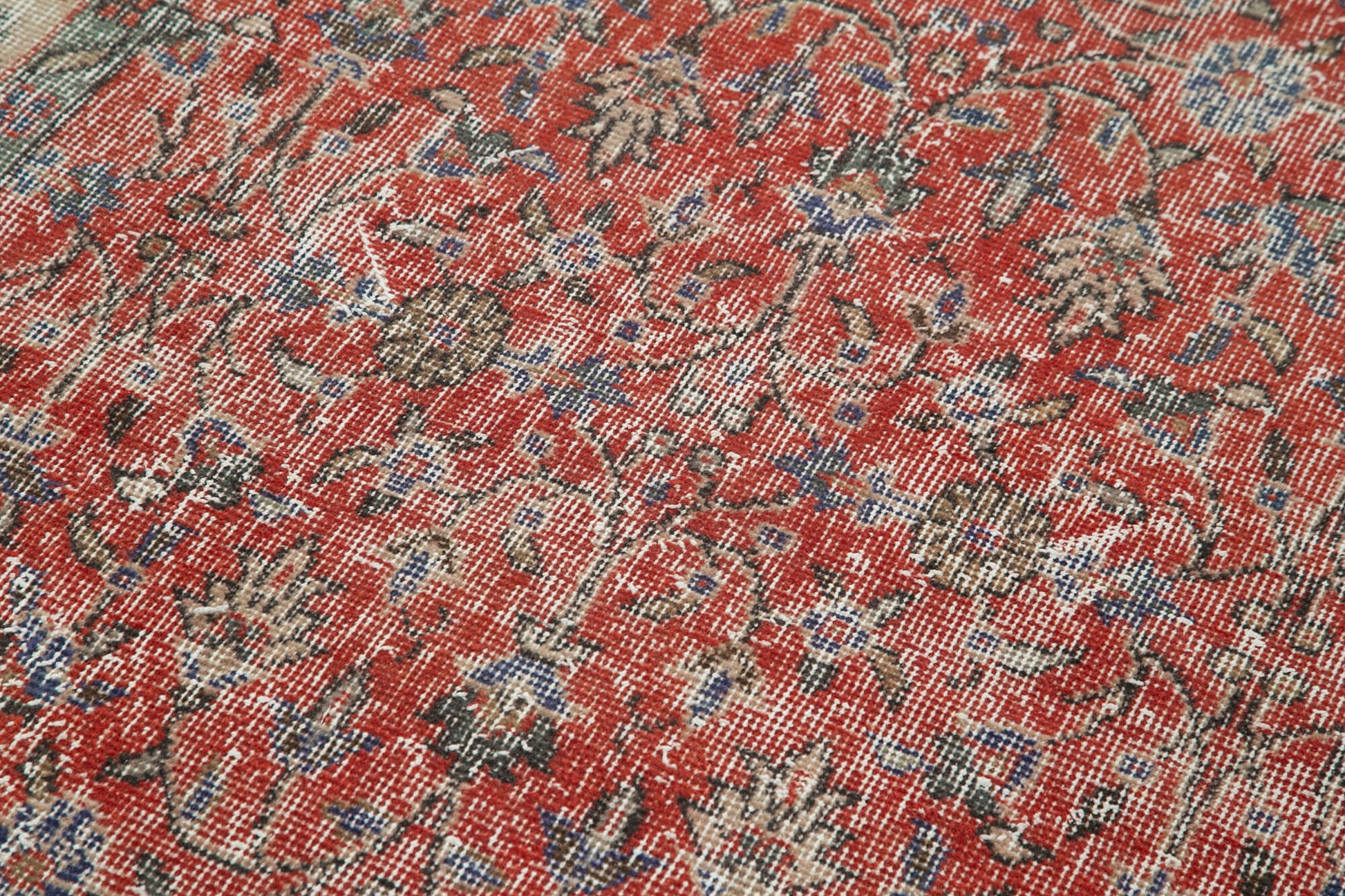 Overdyed Vintage Kırmızı Eskitme Pamuk Yün El Dokuma Halısı 116x196 Agacan