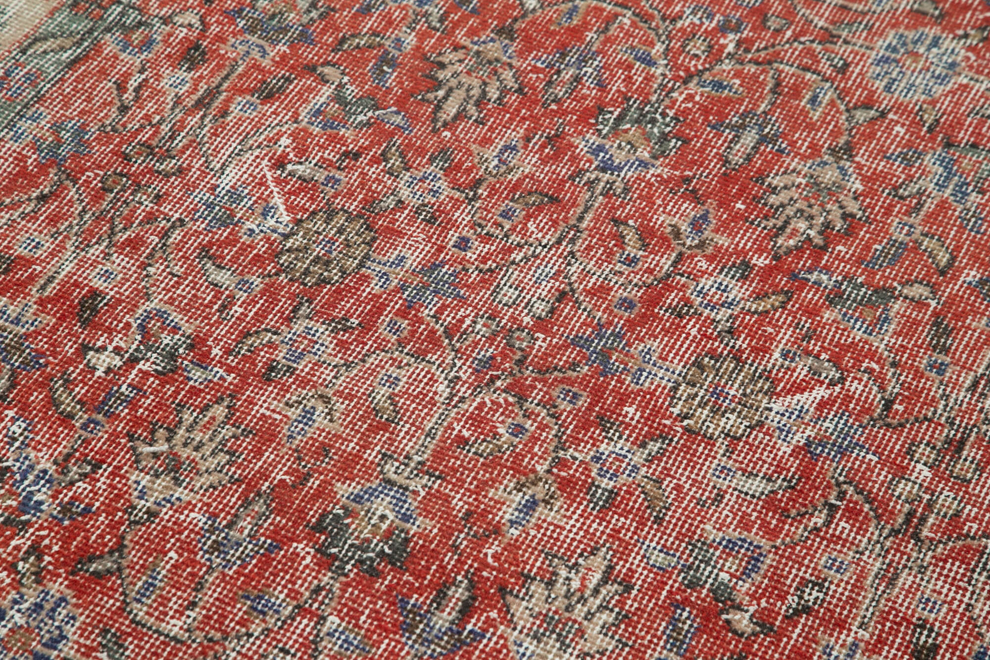 Overdyed Vintage Kırmızı Eskitme Pamuk Yün El Dokuma Halısı 116x196 Agacan