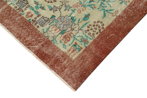 Overdyed Vintage Bej Eskitme Pamuk Yün El Dokuma Halısı 116x251 Agacan