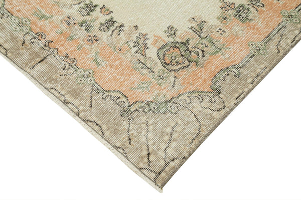 Overdyed Vintage Bej Eskitme Pamuk Yün El Dokuma Halısı 112x204 Agacan
