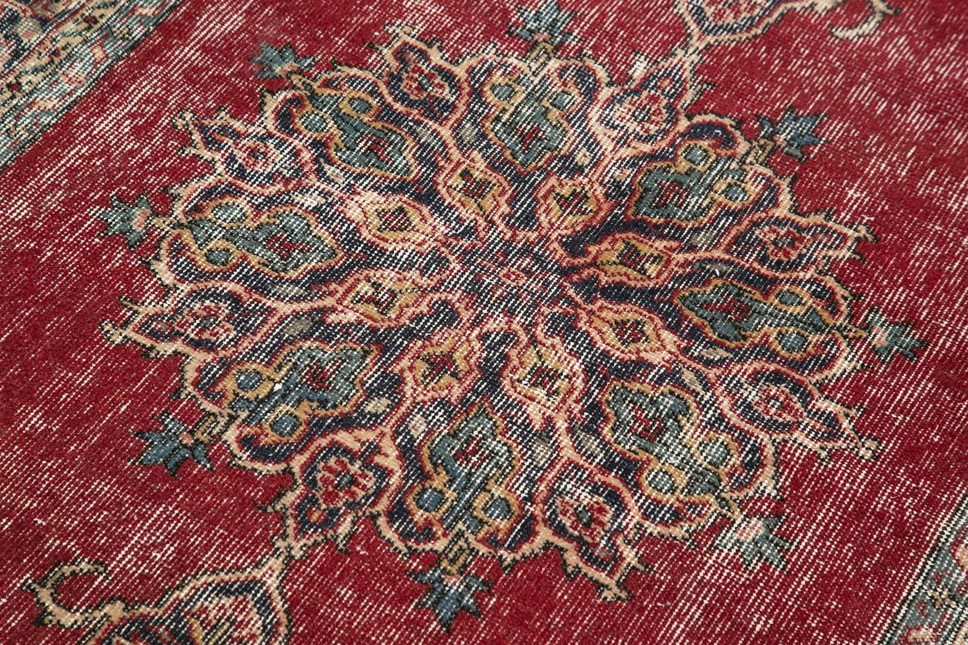 Overdyed Vintage Kırmızı Eskitme Pamuk Yün El Dokuma Halısı 111x202 Agacan