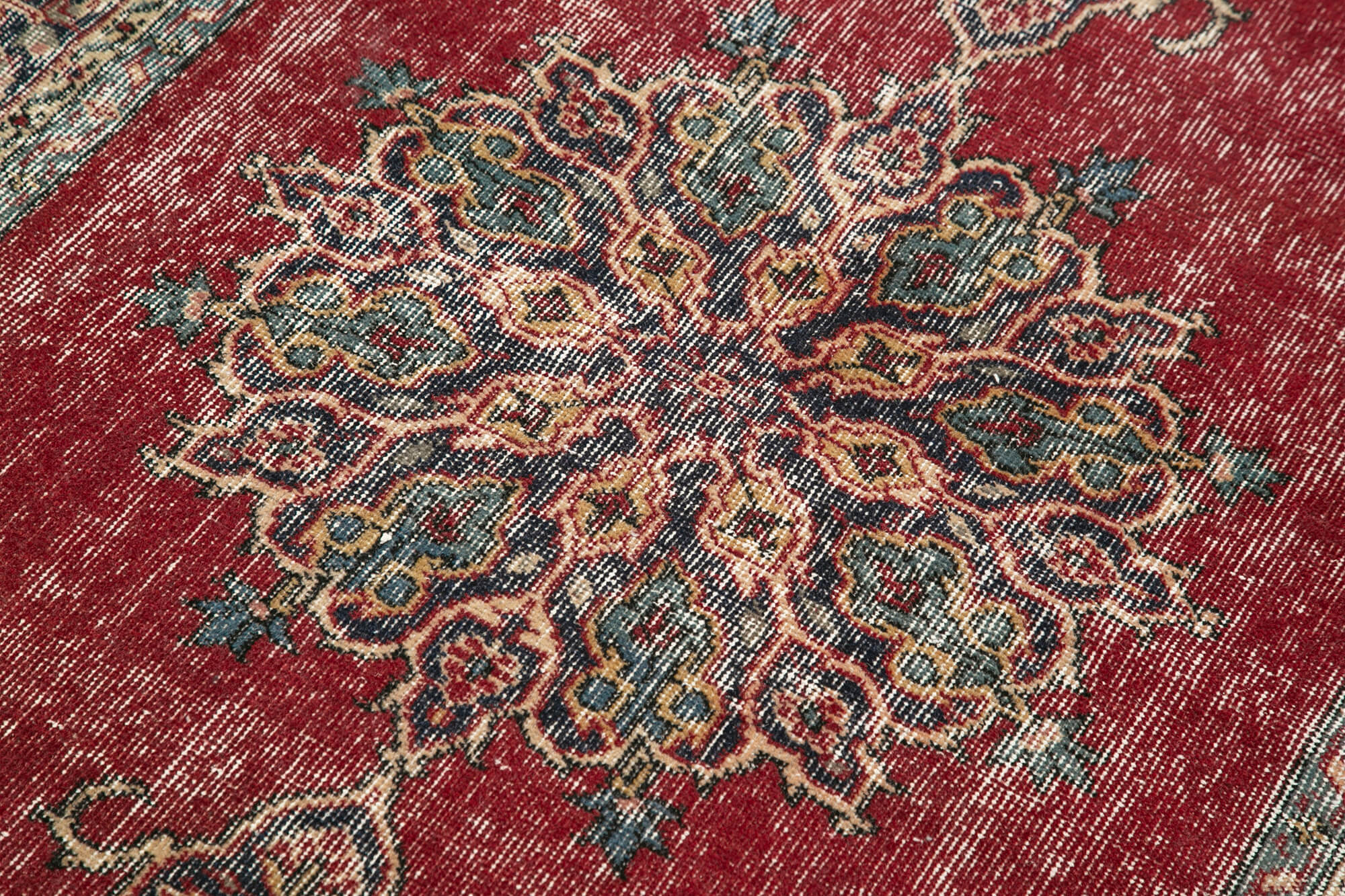 Overdyed Vintage Kırmızı Eskitme Pamuk Yün El Dokuma Halısı 111x202 Agacan