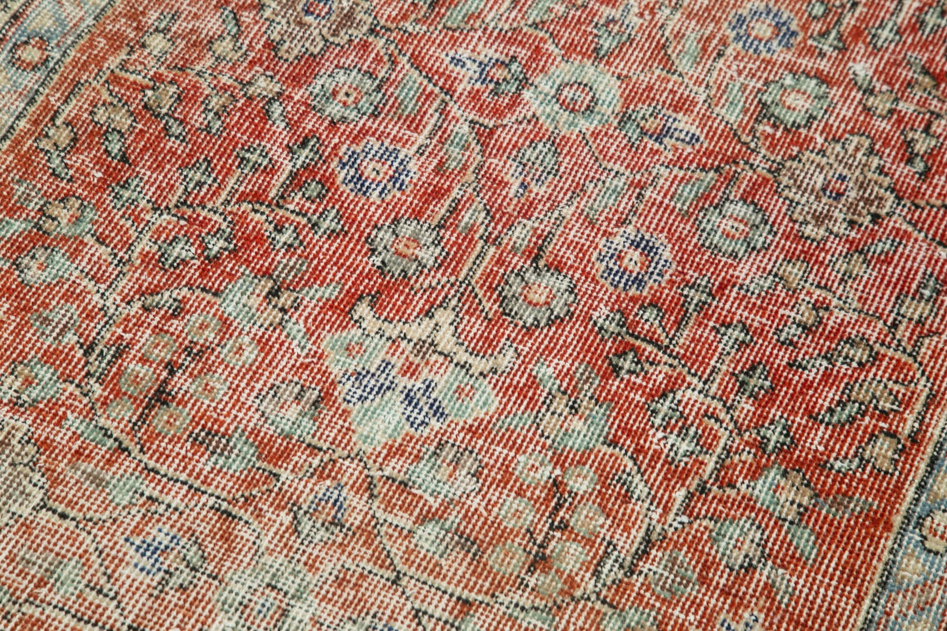 Overdyed Vintage Bej Eskitme Pamuk Yün El Dokuma Halısı 106x200 Agacan