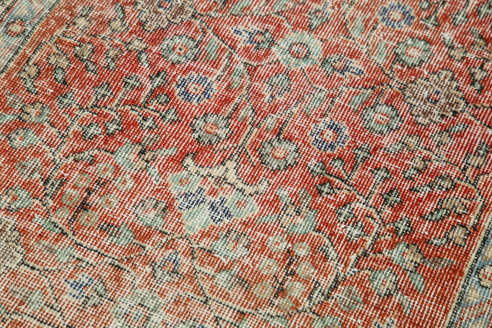 Overdyed Vintage Bej Eskitme Pamuk Yün El Dokuma Halısı 106x200 Agacan